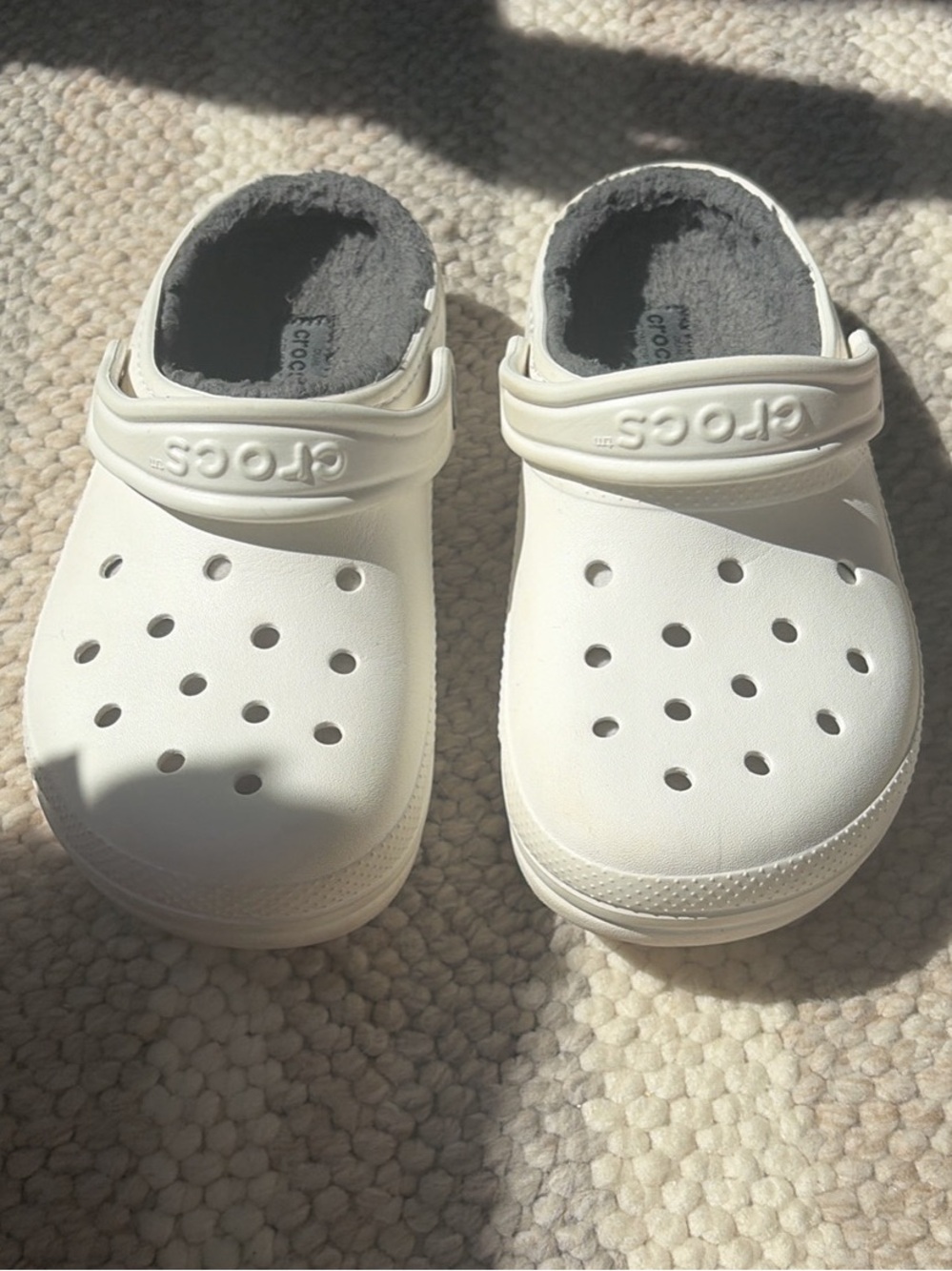 CROCS Kids Classic Clog with Gray Lining - White